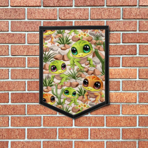 Baby Geckos Cute Cartoon Characters Pennant