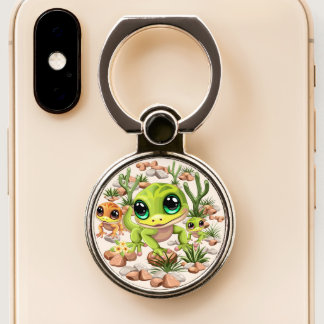 Baby Geckos Cute Cartoon Characters Phone Ring Stand