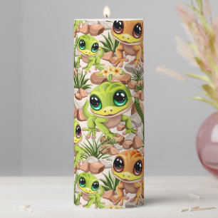Baby Geckos Cute Cartoon Characters Pillar Candle