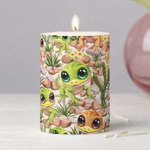 Baby Geckos Cute Cartoon Characters Pillar Candle