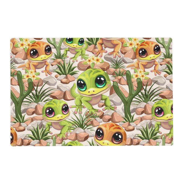 Baby Geckos Cute Cartoon Characters Placemat (Front)