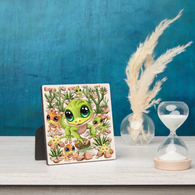 Baby Geckos Cute Cartoon Characters Plaque (Insitu)