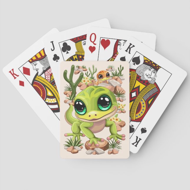 Baby Geckos Cute Cartoon Characters Poker Cards (Back)