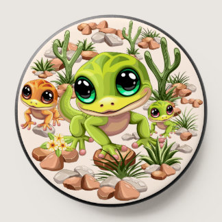 Baby Geckos Cute Cartoon Characters PopSocket