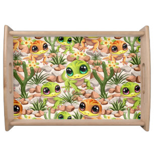 Baby Geckos Cute Cartoon Characters Serving Tray