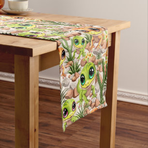 Baby Geckos Cute Cartoon Characters Short Table Runner