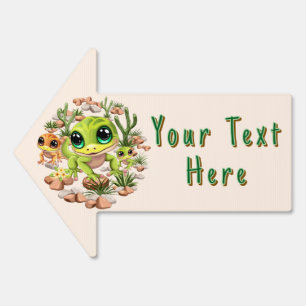 Baby Geckos Cute Cartoon Characters Sign