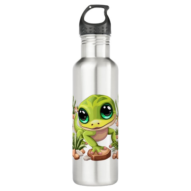 Baby Geckos Cute Cartoon Characters Stainless Steel Water Bottle (Front)