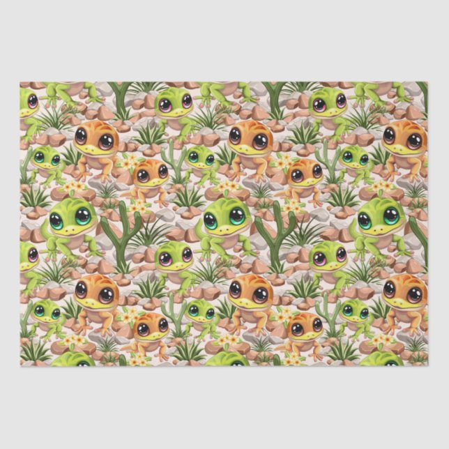 Baby Geckos Cute Cartoon Characters Tissue Paper (Front)