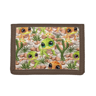 Baby Geckos Cute Cartoon Characters Tri-fold Wallet