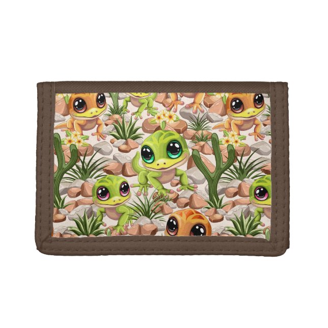 Baby Geckos Cute Cartoon Characters Trifold Wallet (Front)