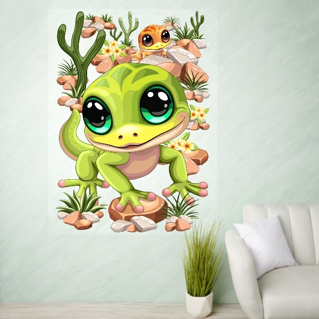 Baby Geckos Cute Cartoon Characters Wall Decal (Living Room)