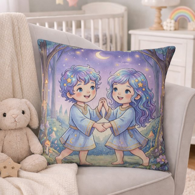 Baby Gemini Zodiac Nursery Kids Throw Pillow (Creator Uploaded)