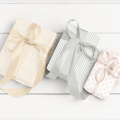 Baby Gender Neutral Stripes, Polka Dots &amp; Chevron Wrapping Paper Sheets