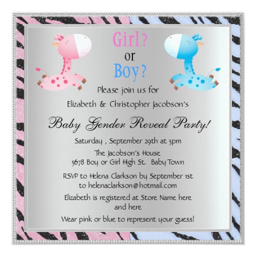 Baby Gender Reveal Animal Print & Giraffes Card | Zazzle