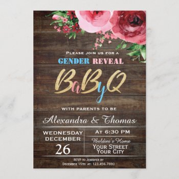 Baby Gender Reveal Baby Shower Invitation Floral by NellysPrint at Zazzle