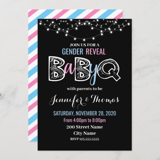 Baby Gender Reveal BaByQ Invitation | Zazzle.com