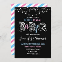 Baby Gender Reveal BaByQ Invitation