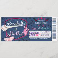 Baby gender reveal - Baseballs or Ballet Invitation