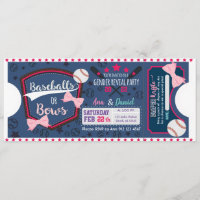 Baby gender reveal Baseballs or Bows diaper raffle Invitation