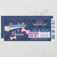 Baby gender reveal - Baseballs or Bows Invitation