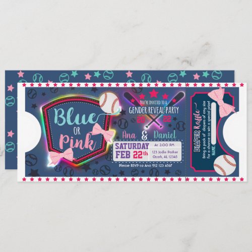 Baby gender reveal _ Baseballs or Bows Invitation