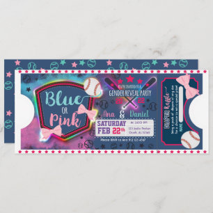 Baby gender reveal - Baseballs or Bows Invitation