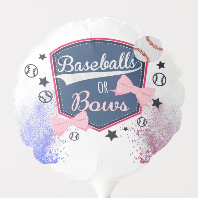 Baby gender reveal - Baseballs or Bows Invitation Balloon (Front)