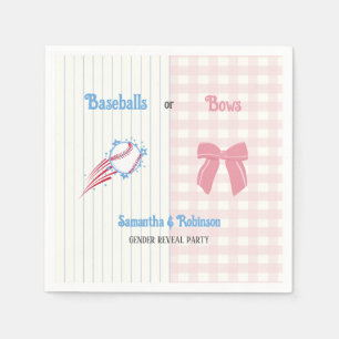 Baby gender reveal Baseballs or Bows Napkins