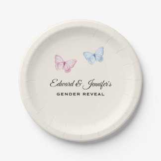 Baby Gender Reveal Butterflies 7-in Paper Plates