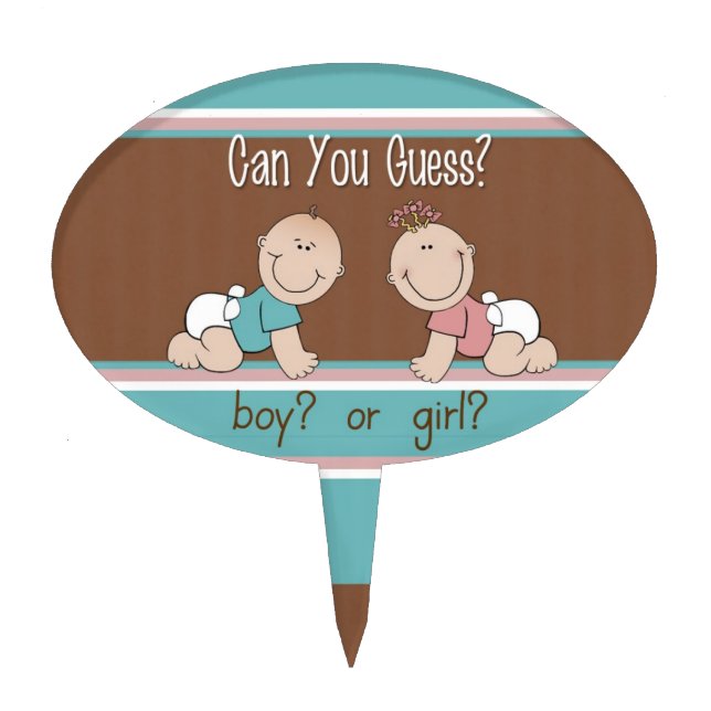 Baby Gender Reveal Cake Topper Pick (Front)