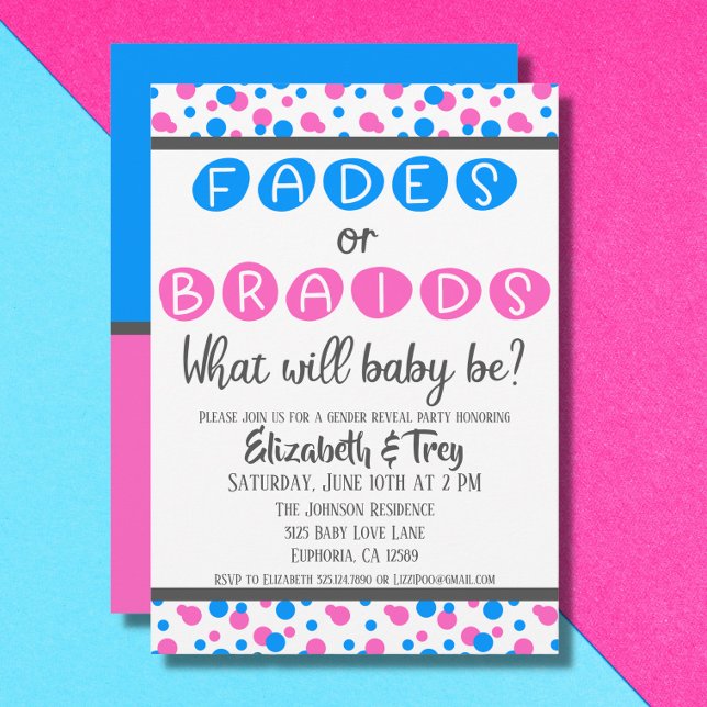 Baby Gender Reveal - Fades or Braids Invitation (Creator Uploaded)