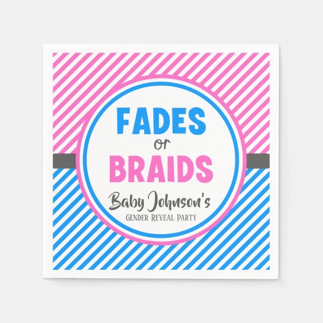 Baby Gender Reveal - Fades or Braids Napkins (Front)