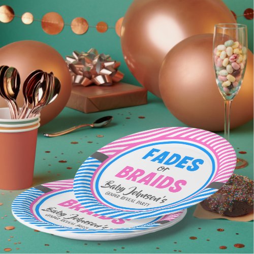 Baby Gender Reveal _ Fades or Braids Paper Plates