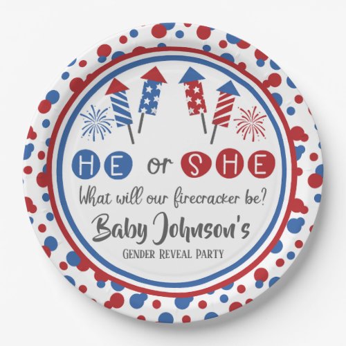 Baby Gender Reveal _ Firecracker 4th of July Paper Plates