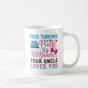 Baby Gender Reveal Free Throws or Pink Bows Uncle Coffee Mug