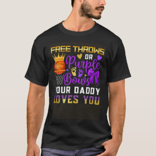 Baby Gender Reveal Free Throws or Purple Bows Dadd T-Shirt