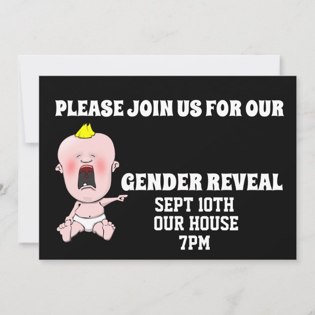 BABY GENDER REVEAL FUNNY CUSTOM PARTY INVITATIONS (Front)