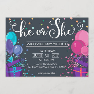 Baby gender reveal - He or She Gender Reveal Invitation