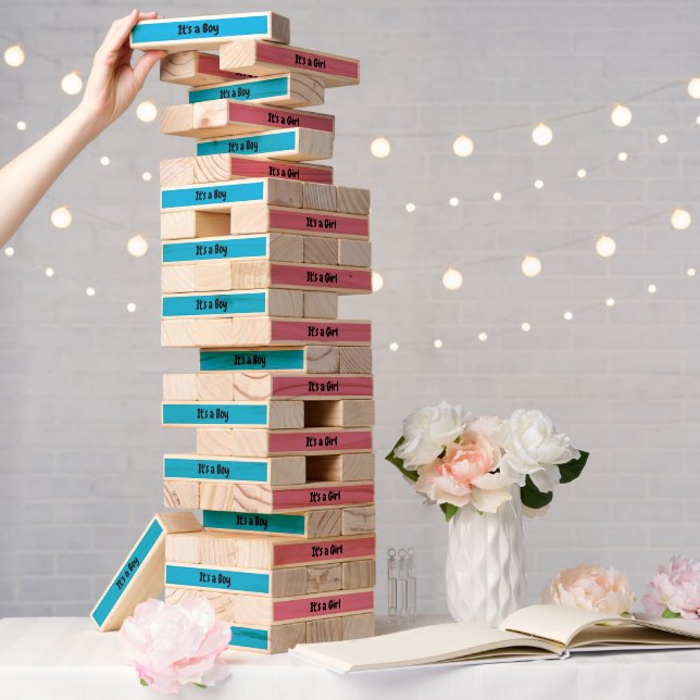 Baby Gender Reveal Idea Game  Topple Tower (Wedding)