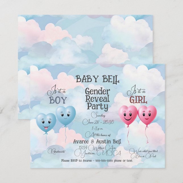Baby Gender Reveal Invitation (Front/Back)