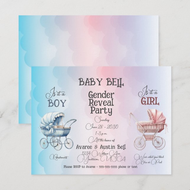 Baby Gender Reveal Invitation (Front/Back)