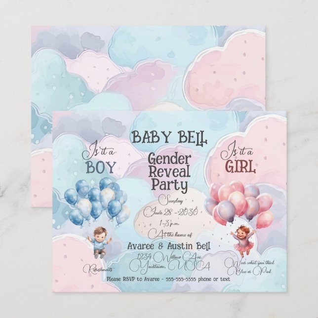Baby Gender Reveal Invitation (Front/Back)