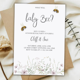 baby gender reveal invitation card with floral 