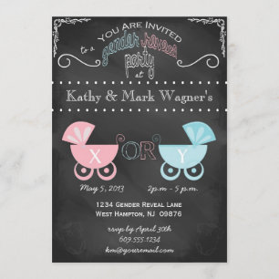 Baby Gender Reveal Invitation in Chalkboard