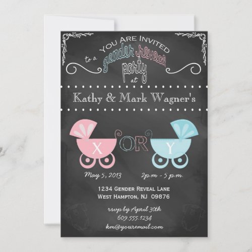 Baby Gender Reveal Invitation in Chalkboard