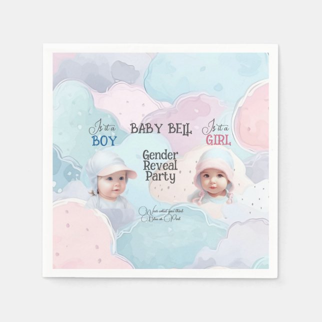 Baby Gender Reveal Invitation Napkins (Front)