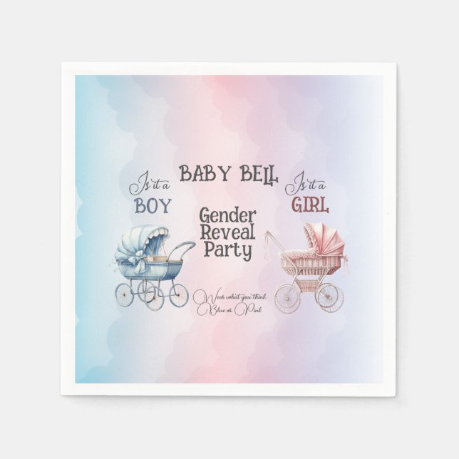 Baby Gender Reveal Invitation Napkins (Front)