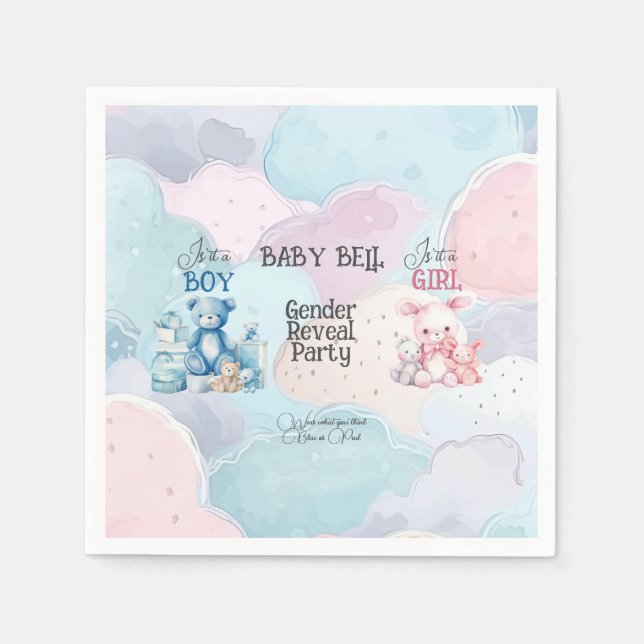 Baby Gender Reveal Invitation Napkins (Front)