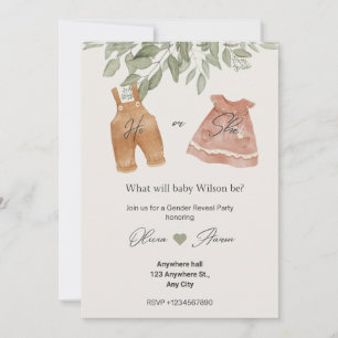 Baby Gender Reveal Modern Invitation